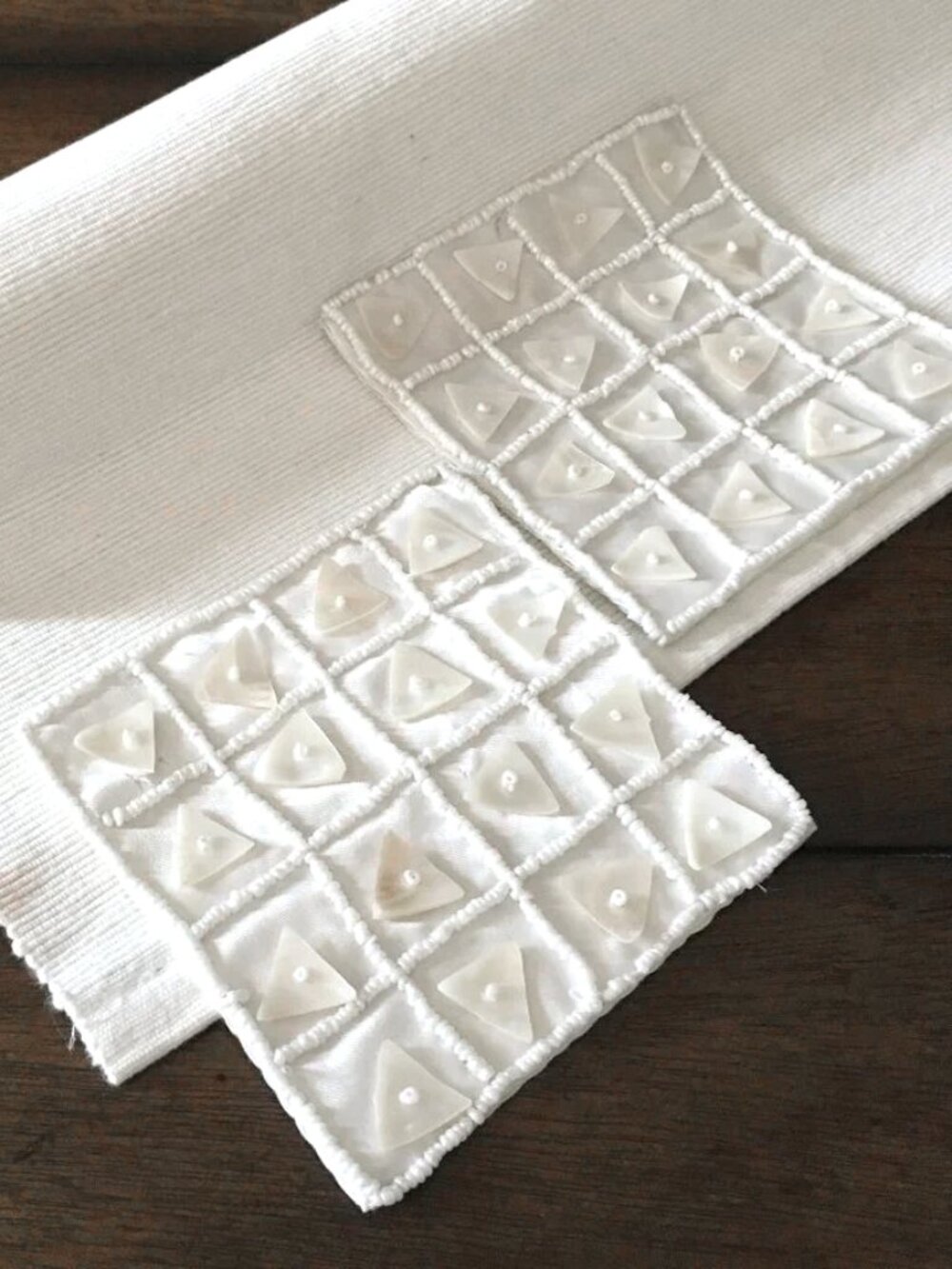 Handmade Pair of Real Seashell Resin Coasters Ivory Cream Beach House
